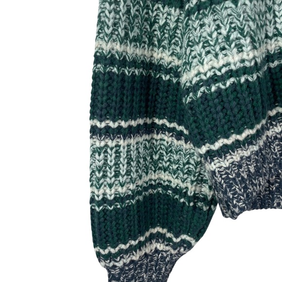 Frye Women's Striped Knit Cardigan Sweater Green‎ White Navy Acrylic Size S - Picture 6 of 11